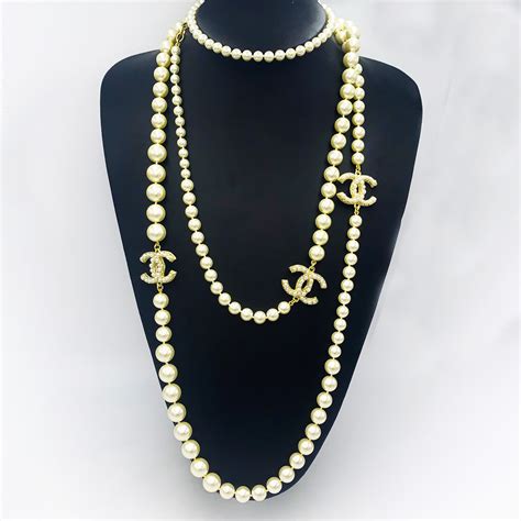 cheap chanel pearl necklaces|chanel long necklace with pearls.